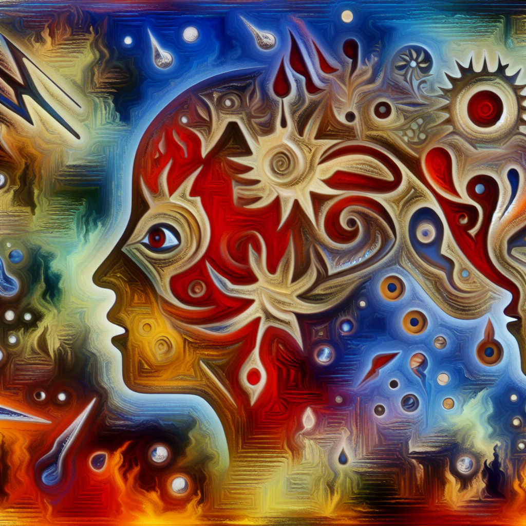 Dreamer in a political debate dream scenario A dreamer surrounded by political symbols, exemplifying internal conflict.