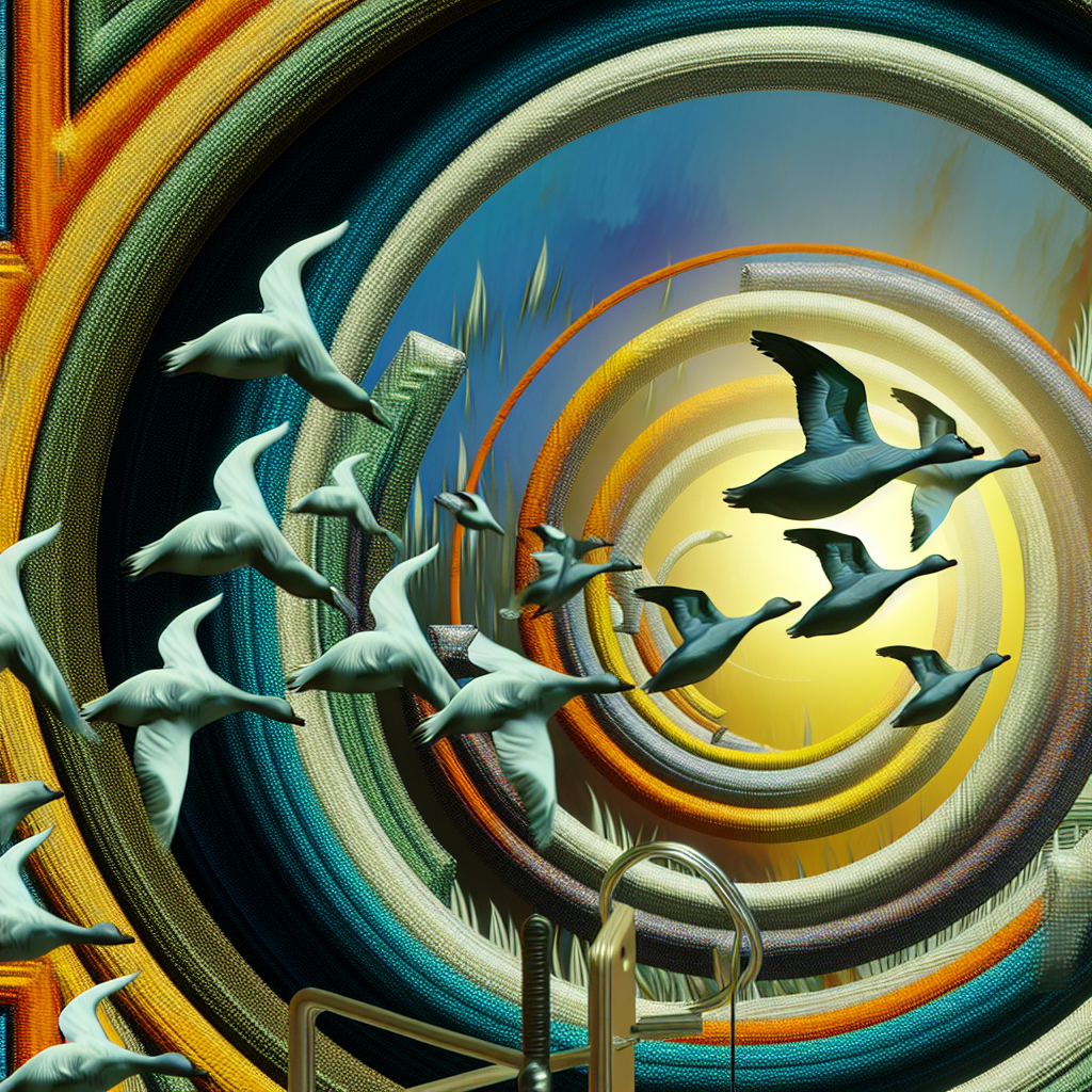 Illustration of a duck being rescued in a dream setting Illustration of a duck being rescued in a dream setting