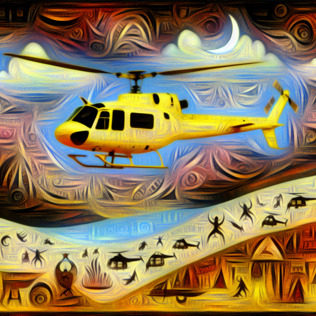 Inside a helicopter during an adventure A person inside a helicopter, experiencing the thrill of high-altitude adventure.